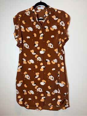 Equipment Lorainna Printed  100% Silk Mini Shift Dress Tortoise Shell Size Small